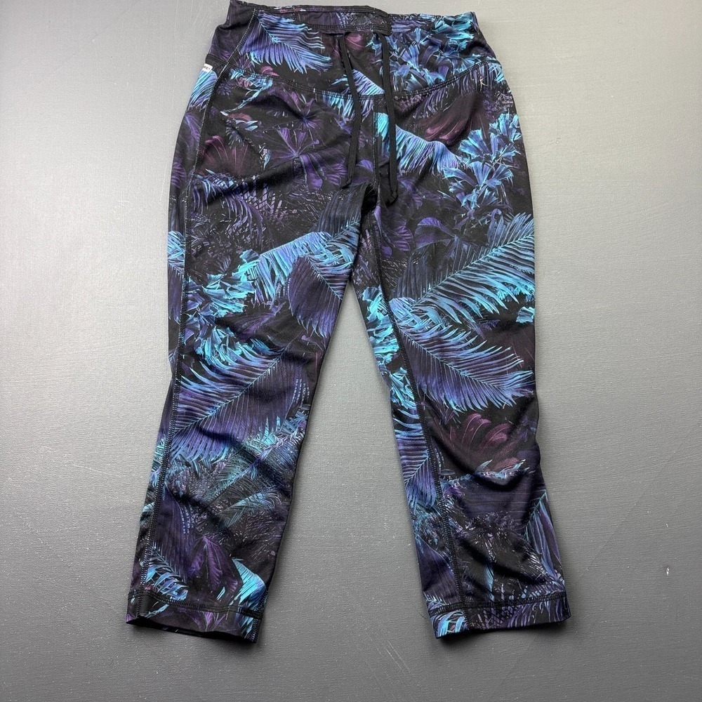 Danskin Now Women's XS Black Tropical Capri Leggings Stretch Athletic Yoga Gym